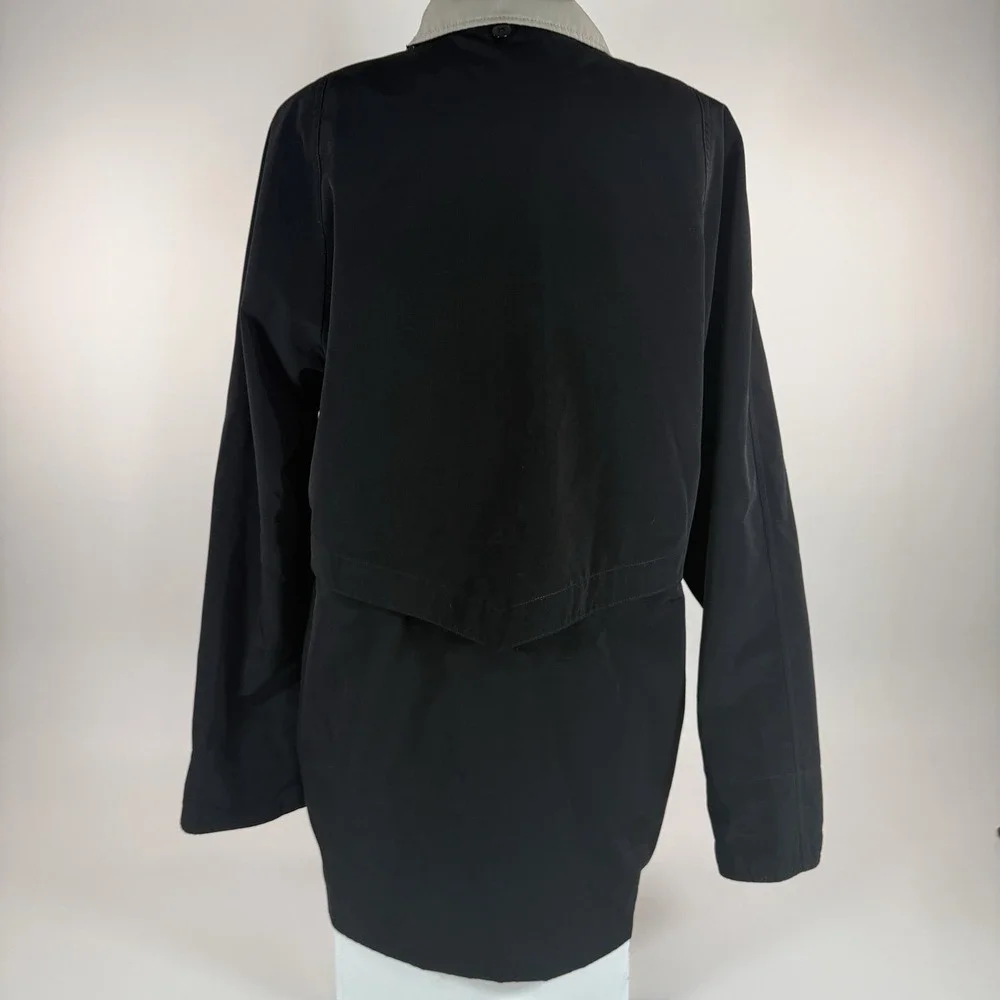 Nautica‎ Womens Rain Jacket Trench Coat Large Black Lightweight Long Sleeve